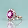 Med sidostenar Gem s Beauty 14K Rose Guldfylld Sterling Silver Lab Rosa Safir Birthstone Ring Prinsessan Diana Statement Förlovningsringar 230710