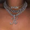 Pendanthalsband Hip Hop Iced Out A Z Cursive Letter Cuban Necklace For Women Bling Initial Zircon Tennis Chain Fashion Jewelry 230613