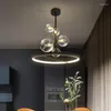 Kronleuchter Nordic Schwarz Kronleuchter Led 28 48 cm Postmoderne Glas Blase Lichter Design Ring Licht Loft Wohnzimmer Esszimmer