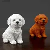 Decorative Objects Figurines Cute Bichon Frise Sculpture Decoration Simulation Puppy Pet Model Modern Teddy Dog Animal Figurine Resin Crafts Bedroom Decor