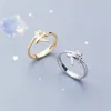 Cluster Rings Aestethic Elegant Jewellery Cute Mini Diamond Airplane 925 Silver Color Female Resizable Opening 977