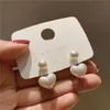 Stud Fashion Contracted Heart Pearl Fine Earrings Joker Sweet Elegant Temperament Women Drop 230710