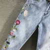 Vrouwen Zomer Dunne Losse Hoge Taille Rechte Jeans vrouwelijke Borduurwerk Rechte Broek En Broek Vrouwen Met Bloem Harem