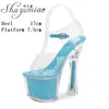 Show Sandals Club Party Sexy Shoes Striptease Clear 17 cm Platform High Heels bilng女性透明なクリスタルポールダンス349 568 369022769