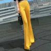 Office Office Lady High Weist Solid Flare Pants Summer AllMatch مرنة مرنة سراويل كاملة الطول ملابس النساء L230621