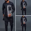 Träningsoveraller herr Afrikanska män Dashiki långärmad 2-delad set Traditionell Afrika-kläder Randig herrkostym Herrskjorta Byxor Kostymer M-4XL 230710