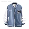 Herrenjacken American Big M Letter Print Jacke Herren Y2K Street Hip-Hop Retro Baseball Uniform Couplel Trend All-Match-Anzug Top + Hose Schwarz HKD230710