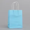 Gift Wrap 5pcs Small Kraft Paper Bag With Handle Wedding Birthday Party Bags Christmas Year Candy