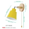 Applique murale lampes nordiques avec interrupteur lampe de chevet moderne en bois chambre support tête de direction applique E27 éclairage à la maison