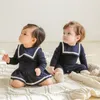 Pagliaccetti Pagliaccetti Bambini Colletto da marinaio Vestiti Ragazzi Tute stile delicato Ragazze Tute simili a vestiti nati Abbigliamento 230707