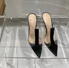 Gianvito Rossi sandálias mules chinelo panturrilha slides de couro estilete salto alto sem cadarço aberto bico quadrado feminino designer de luxo sapatos estilo rua fábrica bolsa de calçado