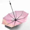 Regenschirme, faltbar, winddicht, Damen-Regenschirm, Flamingo-Regenwald-Muster, schwarze Beschichtung, Regenschirm für Damen, Outdoor-Sonnenschutz-Regenschirm
