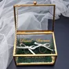 Packaging Boxes Personalized Wedding Ring Box Custom Glass Ring Holder Jewelry Organizer Box Customized Names and Date for Engagement Marriage 230710