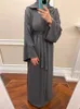 Vêtements ethniques 2 pièces Abaya ensemble sans manches longue robe Kimono islamique musulman femme Dubaï modeste correspondant tenue décontractée (sans écharpe)