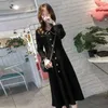 Abiti Casual Maniche Lunghe Primavera Autunno Chiffon Nero Streetwear Y2k Abito Donna Elegante Lusso Harajuku Abbigliamento Estetico Urbano