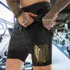 Shorts pour hommes 2 en 1 Performance Shorts to Gym Fitness Attack on Titan Eren Print Anime Shorts Hommes Femmes Summer Mesh Shorts de sport à séchage rapide 230710