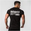 T-shirts pour hommes Nouvelle mode d'été Alphalete Hommes à manches courtes Bodybuilding et Fitness Gyms Vêtements Entraînement Coton T-Shirt Hommes Drop Dh7Q8