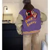 Kurtki męskie American Unisex Baseball Uniform Hip Hop Patchwork Vintabe Varsity Jacket Men Streetwear Bomber Oversize Kobiety Haft Fioletowy HKD230710