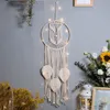 Piatti decorativi Moon Star Round Handmade Dream Catcher Macrame Wall Hanging Bohemian Home Feather Decor Ragazze Kids Nursery Ornament Art Gifts 230707