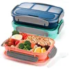 Ensembles de vaisselle 3 pièces boîte à bento adulte contenants à déjeuner pour tout-petits enfants adultes 1300 ml 4 compartiments fourchette anti-fuite micro-ondes lave-vaisselle Fre