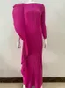 Vestidos Casuais Miyake Plissado Manga Um Ombro Vestido Estilista Moda Solta Longo Dubai Abaya Roupas Femininas