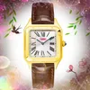 Luxury Women Square Roman Tank Dial Watches 27mm 22mm 316L Stainless Steel Case Quartz Lady Clock Red Blue Green Leather Band Small Party Watch Montre de luxe gifts