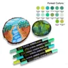 Stylos de peinture 364860 Couleurs Double Pointe Peinture Acrylique Marqueurs pour Tissu Toile Art Rock Peinture Carterie Métal et Céramique Verre 230710