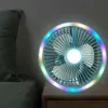 Electric Fans Cameras LED Hanging Fan Light 1200mAh Camping Light Desk Fan 3-speed Wind Colorful Aperture Folding Hook for Outdoor