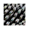 Band Rings 36Pcs Natural Shellfish Abalone Shell Inlay 316L Stainless Steel Quality 6Mm Width Retro Engagement Pupar Ring Wh Dhcjf