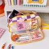Pencil Bags Portable Cartoon Bear Case With Pen Insert Animal Cute Bag School Student Stationery Storage Canvas Girl 230707
