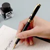 Fountain Pens Golden Text Custom Engraving Pen Ink Gift School Supplies Stationery Men Luxury High Quality Writing Office Metal 230707