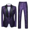 Vestes 2022 Mode Nouveaux hommes Casual Boutique Business Hôte de mariage Fleur Couleur Costumes 3 pièces Ensemble Robe Blazers Veste Pantalon Gilet Manteau