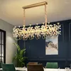 Pendant Lamps Nordic Modern Luxury Crystal Flower Lights LED Lustres Copper Hanging Living Room Bedroom Home Decor