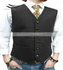 Gilet da uomo Gilet da abito da uomo Slim Fit con scollo a V Gilet monopetto senza maniche in tweed verde a spina di pesce