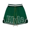 Rhude Shorts de praia masculinos respiráveis de alta qualidade femininos casuais malha trilha oversize Rhude cintura cordão Qyw2