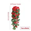 Fleurs décoratives Rose Guirlande Artificielle Lvy Teardrop Swag Avec Des Branches Vertes Mur Art Décorations Pour Jardin Maison