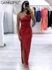 Casual Kleider Satin Eine Schulter Enge Midi Kleid Frauen Sommer Sexy Elegante Nacht Abend Party Damen Rosa Schlitz Wrap Lange großhandel