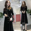 Abiti Casual Maniche Lunghe Primavera Autunno Chiffon Nero Streetwear Y2k Abito Donna Elegante Lusso Harajuku Abbigliamento Estetico Urbano