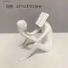 Decorative Objects Figurines Creative Readers Statue Resin Figures Modern Home Living Room Office Desk Accessories Miniature Bookshelf Decoration T230710