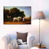 Horse Canvas Art Park Phaeton con un paio di Pontes color crema George Stubbs Dipinto Paesaggio classico Decorazioni per la casa fatte a mano