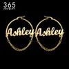 Hoop Huggie Fashion Personalized Custom Earrings Size 25mm Name With Chain Customized Nameplate Earring Women Party Gift 230710