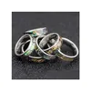 Band Rings 36Pcs Natural Shellfish Abalone Shell Inlay 316L Stainless Steel Quality 6Mm Width Retro Engagement Pupar Ring Wh Dhcjf