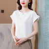 Femmes Blouses mode 2023 été Satin Blouse chemises femmes élégant manches chauve-souris Simple couleur unie décontracté haut ample Blusas Femme