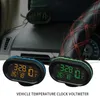 Nouveau multi-fonction voiture température horloge voltmètre voiture thermomètre électronique horloge voiture veilleuse horloge fournitures vert bleu