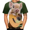 T-shirts pour hommes Imprimé cochon d'été T-shirts pour hommes Funny Piggy Polyester Cool Col rond T-shirts à manches courtes Tops amples T-shirts surdimensionnés 6XL 230710