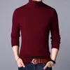 Camisolas masculinas de alta qualidade, marca quente, malha, gola alta, suéter, inverno, cor sólida, simples, casual, masculino, jumper, roupas da moda 2023