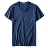 Мужские костюмы H026 Summer V-образная футболка Мужчины Comped Cotton Cold Relate Frunt Fitnes