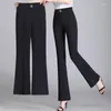 Pantaloni da donna Estate femminile Abito con spacco frontale nero Drappo Vita alta Gamba larga sottile Leggings casual larghi dritti G410