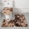 Carpet Tie dye Shaggy Toilet Three piece Non slip Foot Mat Bathroom Absorbent Set Bath Area Rug Home Decor Floor Fluffy 230710