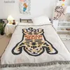 Blankets Vintage Knitted Tiger Blankets for Beds Outdoor Camping Picnic Mats Ins Style Sofa Throw Blanket Retro Tablecloth Wall Tapestry T230710